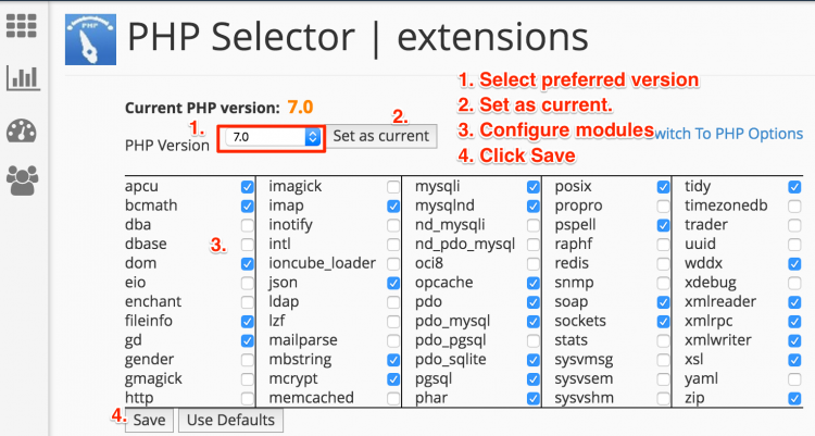 Select PHP 7 using PHP selector