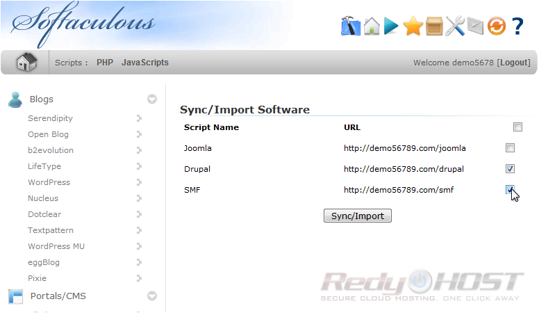 Softaculous import software Drupal